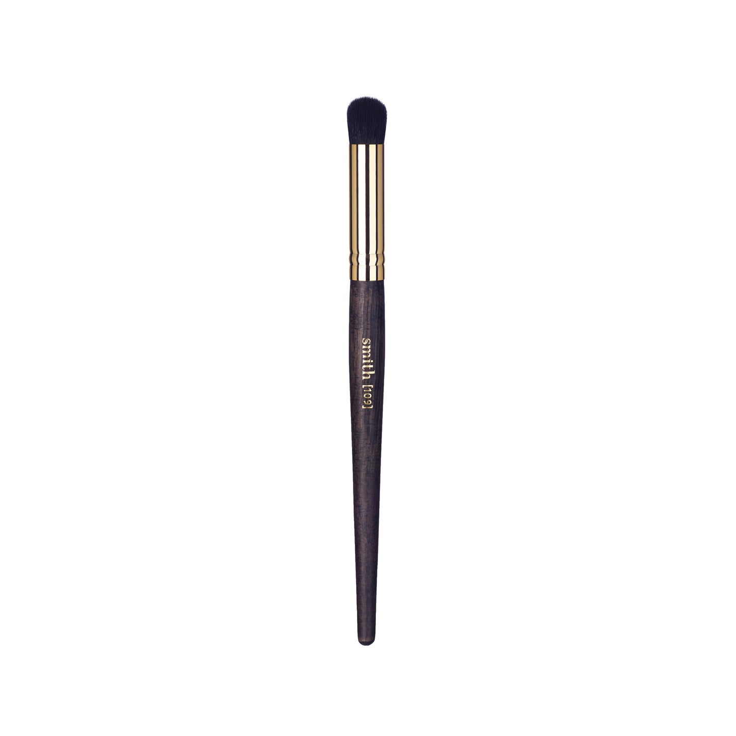 Front view of a buffing concealer makeup brush with a gold ferrule and dark wood handle, labeled with the brand name “Smith” and the brush number “109”
